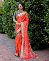 Gorgeous Zari Patola Orange Color Silk Sarees